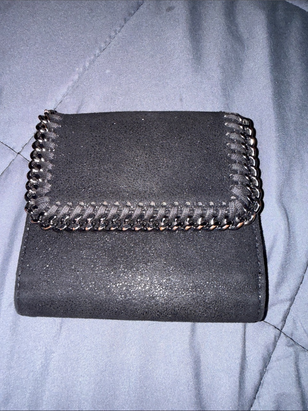 Stella McCartney Black Chain-Trim Compact Women's Wallet